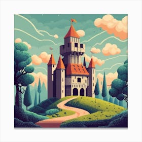 Pixel Art Medieval Castle Poster Canvas Print