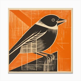 Retro Bird Lithograph Sparrow 4 Canvas Print