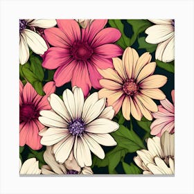 Seamless Pattern With Flowers 4 Canvas Print