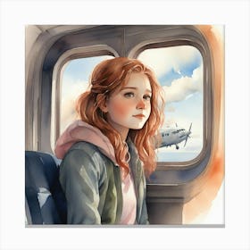 Girl In A Plane Canvas Print