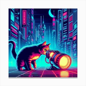 Neon Cat 1 Canvas Print