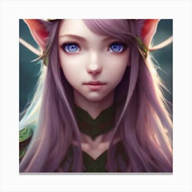 Elf Girl Hyper-Realistic Anime Portraits 1 Canvas Print