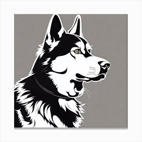Husky Dog, Black and white illustration, Dog drawing, Dog art, Animal illustration, Pet portrait, Realistic dog art Canvas Print