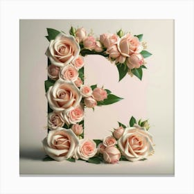 Letter E Made Of Roses Canvas Print