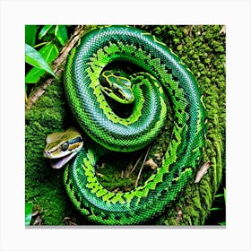Emerald Tree Boa Snake Reptile Green Arboreal Tropical Rainforest Amazon South America Co (4) Canvas Print