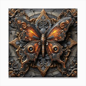 Antique Metallic Steampunk Butterfly IV Canvas Print