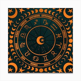 Moon Zodiac Wheel Canvas Print