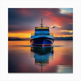 Sunset On A Ferry 4 Canvas Print