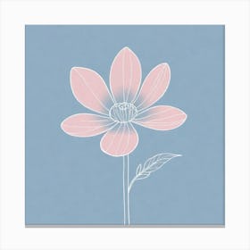 A White And Pink Flower In Minimalist Style Square Composition 555 Canvas Print