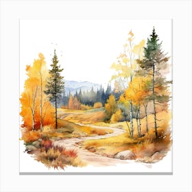 Watercolor Autumn Landscape 23 Canvas Print