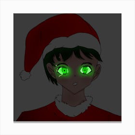 Christmas anime girl with glowing eyes Canvas Print