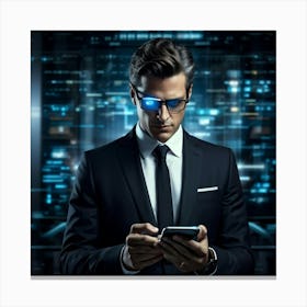 A Sleek Modern Businessman Dressed In A Tailored Suit Emanating Wisdom And Professionalism Immers (4) Canvas Print