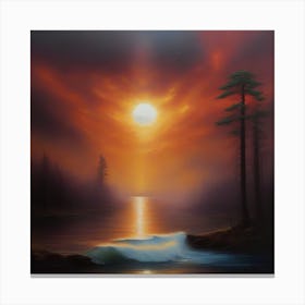 Sunset Over The Lake Canvas Print