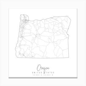 Oregon Minimal Street Map Square Canvas Print