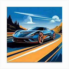 Vector Automobile Vehicle Transport Speed Drive Road Motion Fast Engine Wheel Design Sty (2) Canvas Print