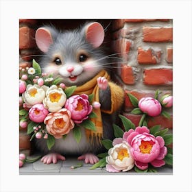 Mouse With Flowers 2 Canvas Print