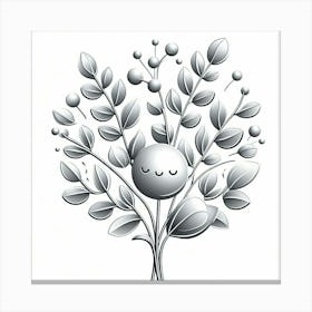 Silver eucalyptus branch, Vector art 1 Canvas Print