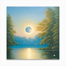 Moonlight Over The Lake Canvas Print