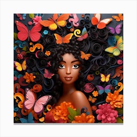 Black Girl With Butterflies 2 Canvas Print