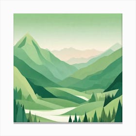 Misty mountains background in green tone 130 Canvas Print