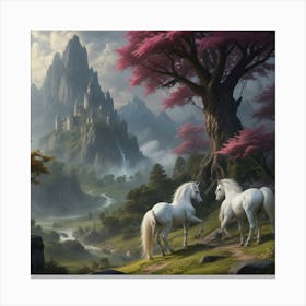 Unicorns In The Forest 8 Canvas Print