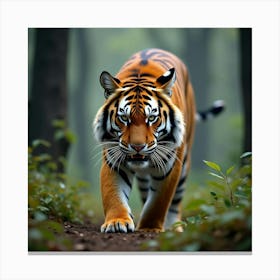 A Majestic Siberian Tiger Prowling Through The Forest 2 Canvas Print