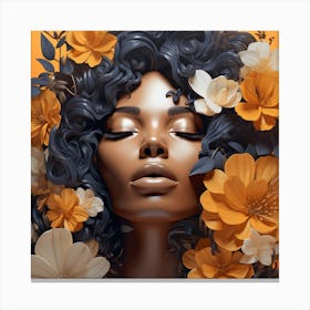 Portrait Of A Woman With Flowers 7 Canvas Print