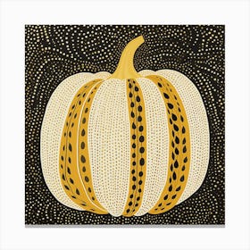 Yayoi Kusama Inspired Pumpkin Black And Yellow 3 Canvas Print