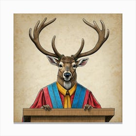 Deer At The Podium 1 Canvas Print