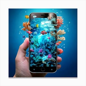 Firefly Vibrant Aquatic Smartphone Morphing Into Marine Life 5105 (2) Canvas Print