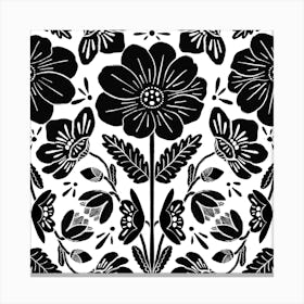 Black And White Floral Pattern Canvas Print