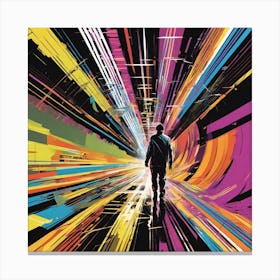 Kips Is Walking Down A Long Path, In The Style Of Bold And Colorful Graphic Design, David , Rainbow (3) Canvas Print