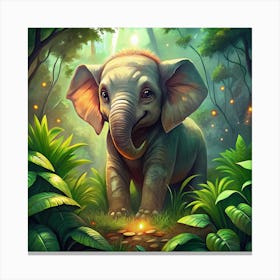 Cute Elephant In The Forest Canvas Print