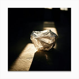 Crumpled Plastic Wrapper Foreground Contrasting Against A Pristine Dark Background Focus On Texture (3) Canvas Print