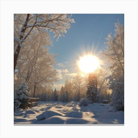 Winter Sun In The Forest Canvas Print