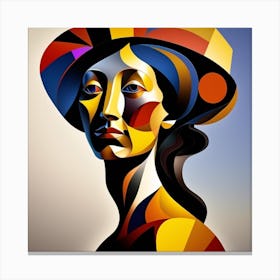Abstract Woman In Hat Canvas Print