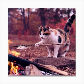 A Photo Of A Calico Cat Cooking A Fish O Gikgzymbse Q0xox1i000q Wycr0ptitygc Lxq6fzzea Canvas Print