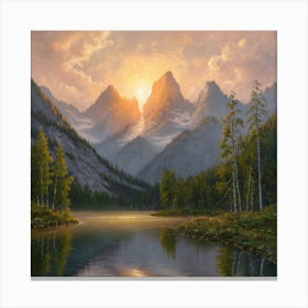 Sunrise Over The Mountains 1 Canvas Print