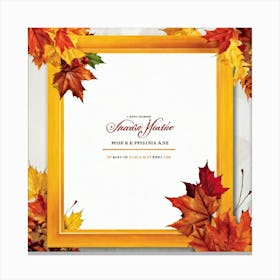 Autumnal Leaf Illustration One Central Maple Foliage Display Flanked By Smaller Elements Of Orange (1) Canvas Print