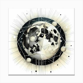 Earth Moon - Abstract Line Art Illustration 284 Canvas Print