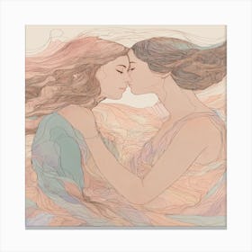 Two Women Kissing Canvas Print