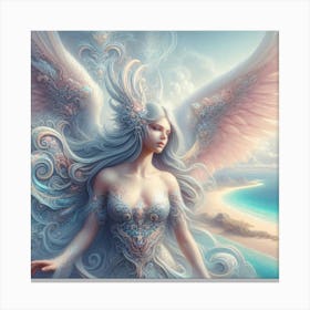 Angel Beauty Over Island Pastel Color Painting Canvas Print