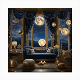 Moonlight In The Living Room Canvas Print