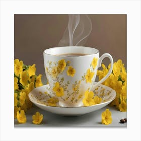 Yellow Flowers In A Cup Canvas Print