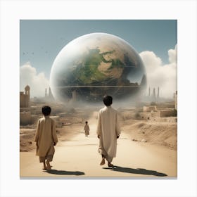 Two Boys In The Desert Canvas Print