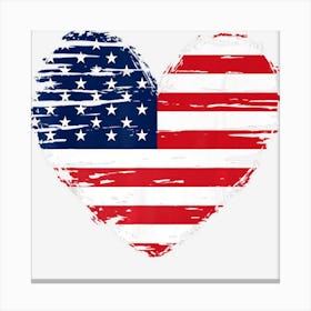 American Flag Heart 4th Of July Usa Patriotic Canvas Print