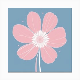 A White And Pink Flower In Minimalist Style Square Composition 461 Canvas Print