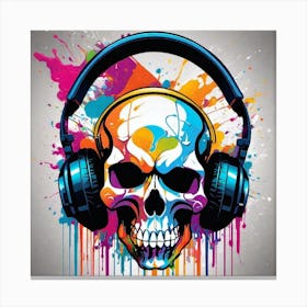 Skull With Headphones 35 Canvas Print
