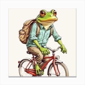 Frog Riding A Bike Canvas Print