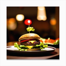 Hamburger On A Plate 4 Canvas Print